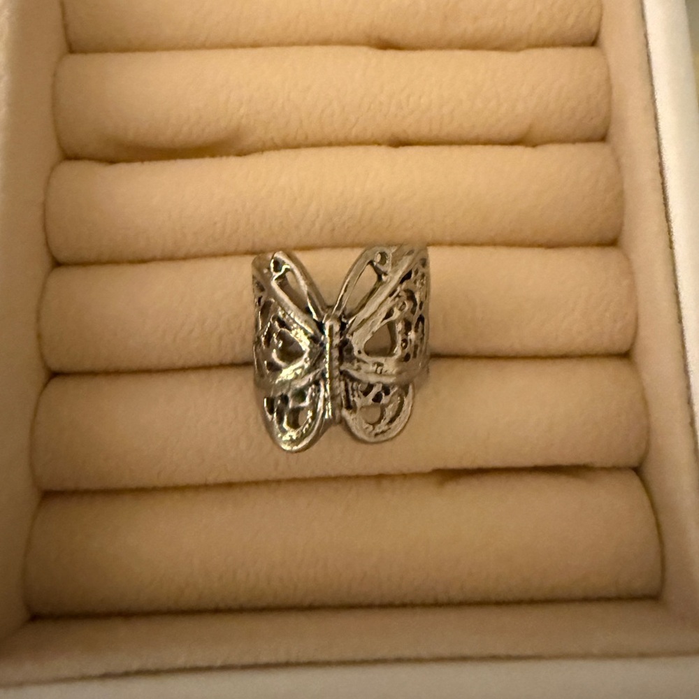 Silver Butterfly Statement Ring - Women's Jewelry - image 1